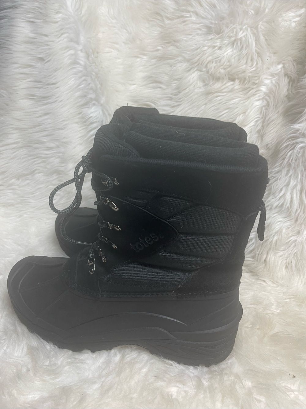Totes amen Black leather,Textile & Rubber Waterproof Lace-Up Boots SZ12M